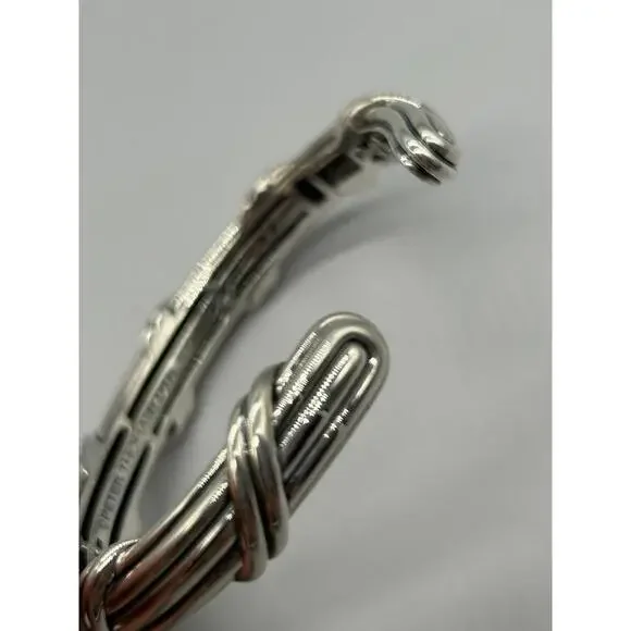 Peter Thomas Roth Sterling Silver Ribbon & Reed Hinged Cuff 11mm Bracelet 6.3/4